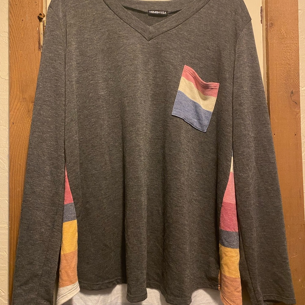 HEIMISH USA Charcoal Long Sleeve with Colorful Accents